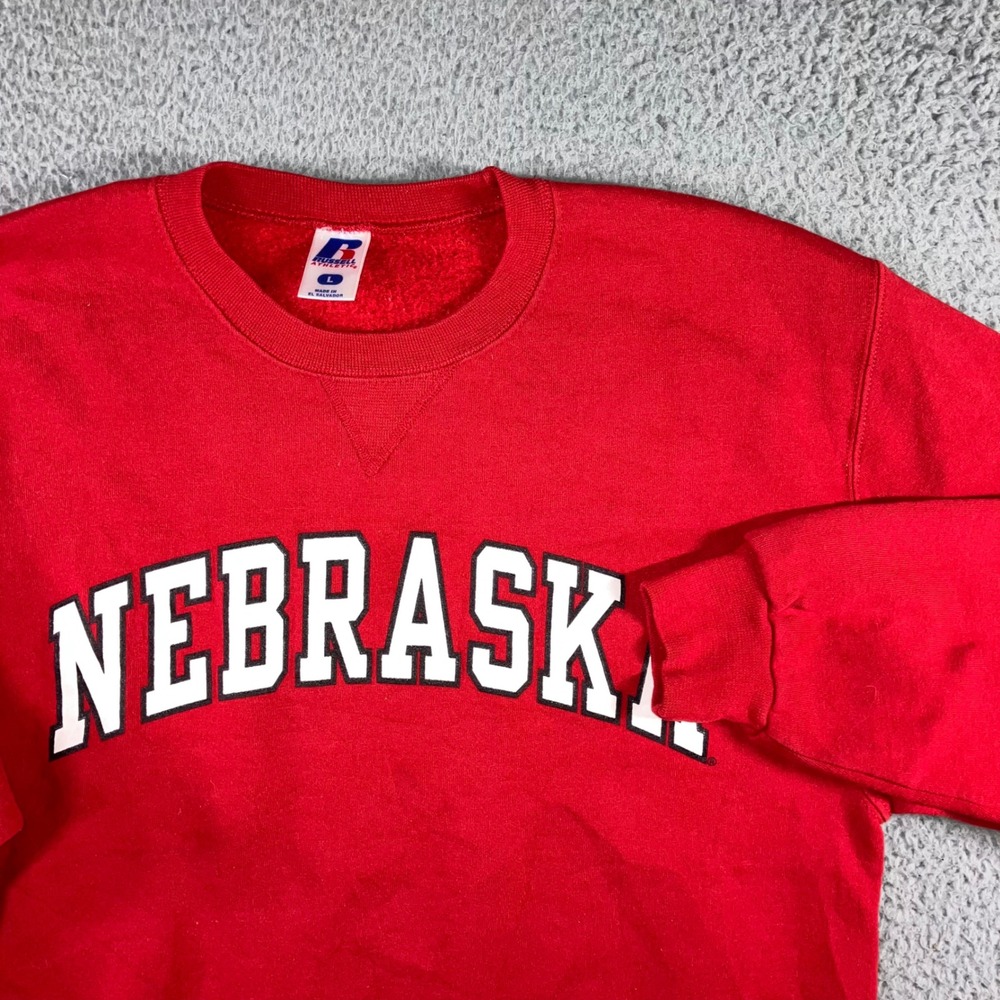 Vtg Russell Athletic Sweatshirt Men L Nebraska CornHuskers Red NCAA Collegiate‎